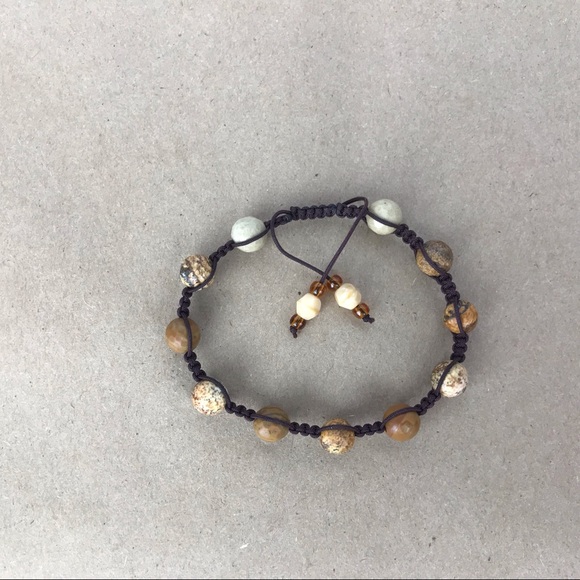 Handmade} Brown Spotted Jasper Adjustable Bracelet - Picture 4 of 5